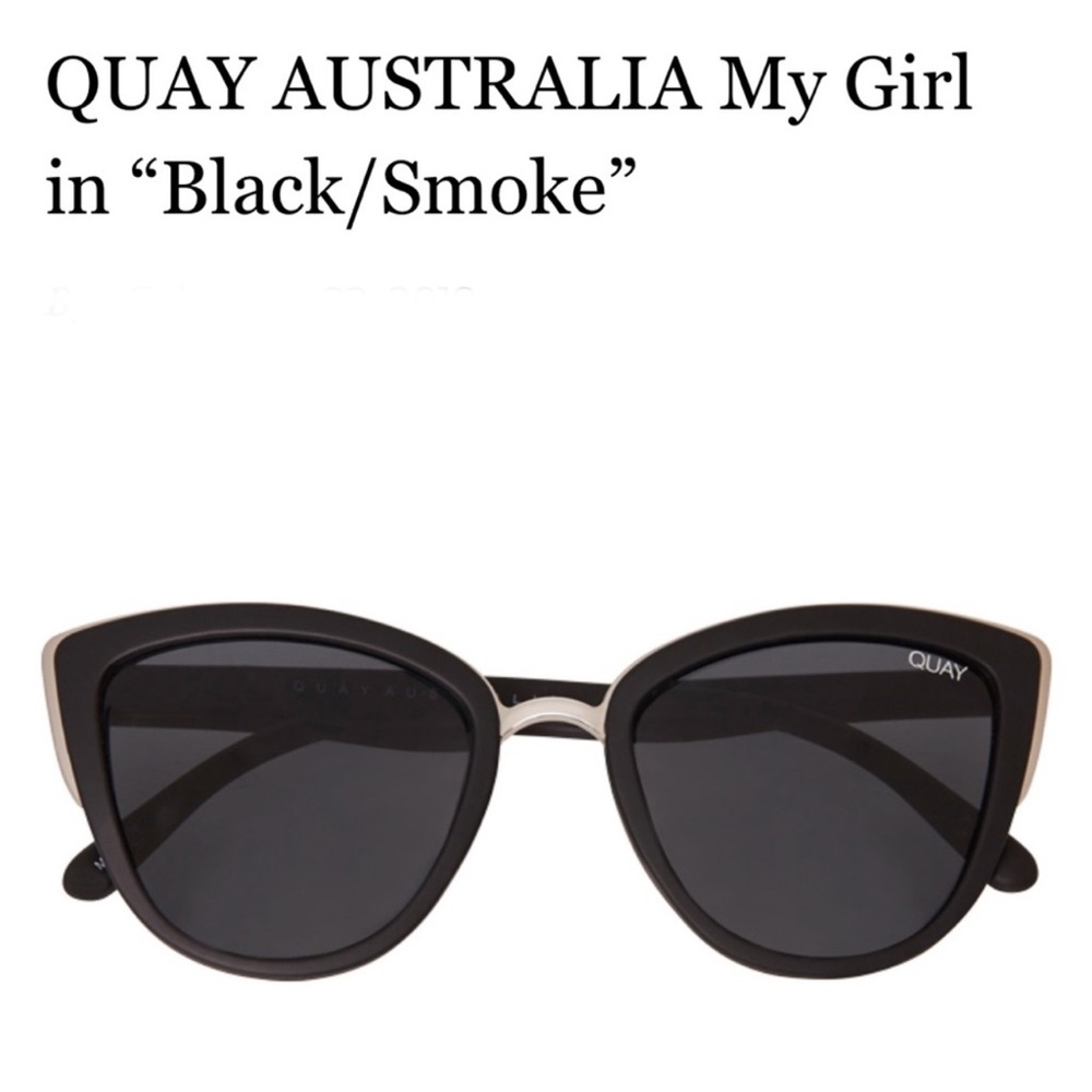 QUAY AUSTRALIA Cat Eye Sunglasses My Girl in “Black/Smoke” - NWT